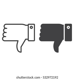 thumb down line icon, outline and filled vector sign, linear and full pictogram isolated on white. Symbol,  logo illustration