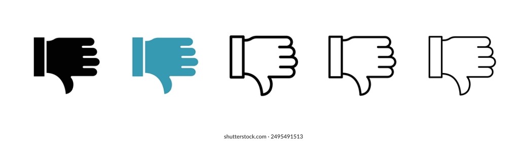 Thumb down line icon vector set.