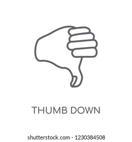 Thumb down linear icon. Modern outline Thumb down logo concept on white background from Hands collection. Suitable for use on web apps, mobile apps and print media.