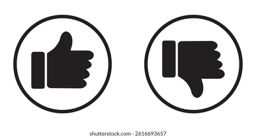Thumb up and down outline icon isolated on white background. Like and dislike social network pictograms. Outline positive and negative buttons. Thump Up and Thump Down or Like and Dislike buttons. 