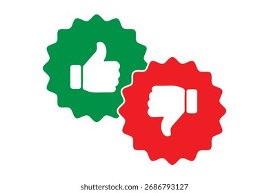 Ícone de contorno de Polegar para cima e para baixo isolado no fundo branco. Gosta e não gosta de pictogramas de redes sociais. Contornar botões positivos e negativos. Botões Subir e Descer ou Curtir e Descurtir