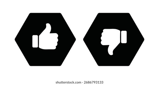 Pulgar hacia arriba y hacia abajo icono de contorno aislado sobre fondo blanco. Me gustan y no me gustan los pictogramas de redes sociales. Describir los Botones positivos y negativos. Botones de Thump Up y Thump Down o Like y Dislike