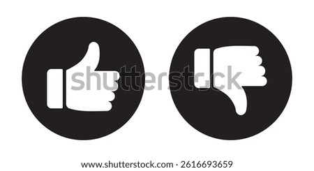 Thumb up and down outline icon isolated on white background. Like and dislike social network pictograms. Outline positive and negative buttons. Thump Up and Thump Down or Like and Dislike buttons. 