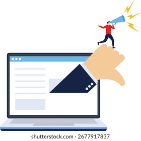 Polegar para baixo, feedback negativo na internet. Avaliação,

