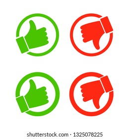 Thumb up and down red and green icons - circle emblems illustration - vector