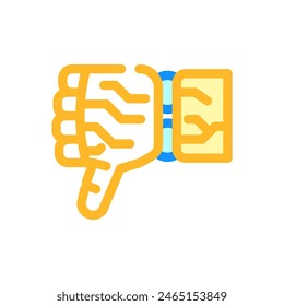 Vector de color de gesto de mano del robot hacia abajo. símbolo de gesto de mano del robot hacia abajo. ilustración de símbolo aislado