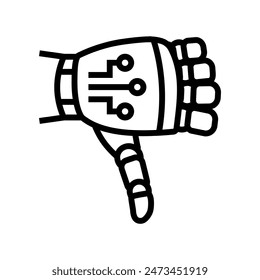 Vector de línea de gestos de mano del robot hacia abajo. símbolo de gestos de mano del robot hacia abajo.
