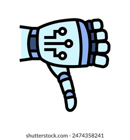 thumb down robot hand gesture color icon vector. thumb down robot hand gesture sign. isolated symbol illustration
