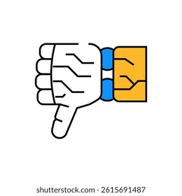 thumb down robot hand gesture line icon vector. thumb down robot hand gesture sign. isolated symbol illustration