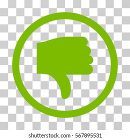 Thumb Down rounded icon. Vector illustration style is flat iconic symbol inside a circle, eco green color, transparent background. Designed for web and software interfaces.