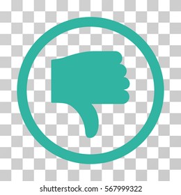 Thumb Down rounded icon. Vector illustration style is flat iconic symbol inside a circle, cyan color, transparent background. Designed for web and software interfaces.