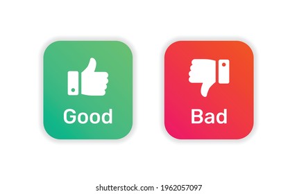 Thumb up and thumb down sign. Good and bad vector illustration