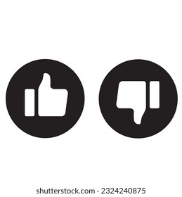 Thumb up and thumb down signs on a white background with copy space