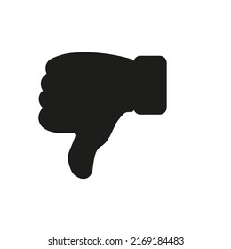Thumb down silhouette icon, flat vector illustration for UI graphic design.