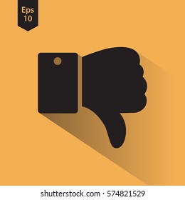 Thumb Down. Simple Flat Icon. Vector Illustrated Design Style. Symbol Of Dislike.