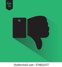Thumb Down. Simple Flat Icon. Vector Illustrated Design Style. Symbol Of Dislike.