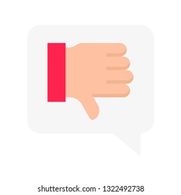 Thumb down in speech bubble vector, Social media flat design icon