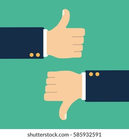 Thumb up and Thumb down symbol, icon. Isolated on a background. Like, dislike symbol. Vector illustration