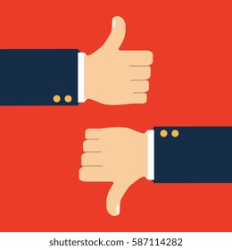 Thumb up and Thumb down symbol, icon. Isolated on a background. Like, dislike symbol. Vector illustration