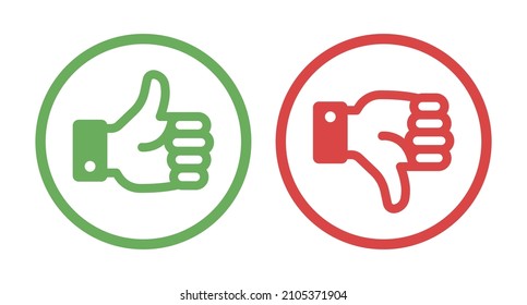 Thumb up and down symbol of recommended and not recommended icon isolated on white background.