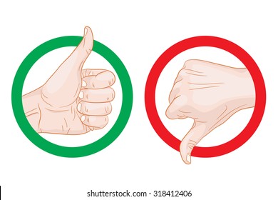 thumb up thumb down symbols vector illustration.