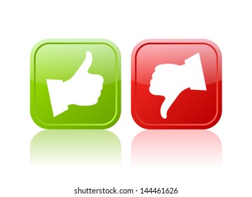 Thumb up and down vector buttons