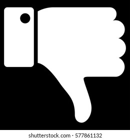 Thumb Down vector icon. Flat white symbol. Pictogram is isolated on a black background. Designed for web and software interfaces.
