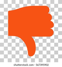 Thumb Down vector icon. Illustration style is flat iconic orange symbol on a transparent background.