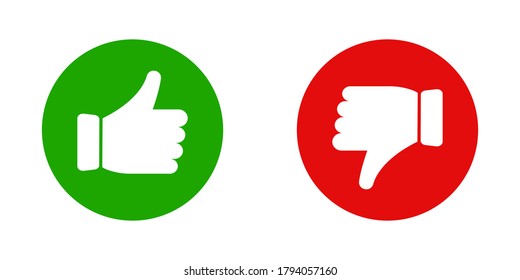 Thumb up and thumb down vector icon . Set of like and dislike icon .  Flat style . 10 eps 