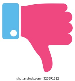 Thumb Down vector icon. Style is bicolor flat symbol, pink and blue colors, rounded angles, white background.