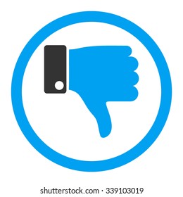 Thumb Down vector icon. Style is bicolor flat rounded symbol, blue and gray colors, rounded angles, white background.