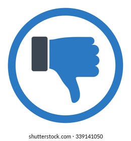 Thumb Down vector icon. Style is bicolor flat rounded symbol, smooth blue colors, rounded angles, white background.