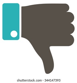 Thumb Down vector icon. Style is bicolor flat symbol, grey and cyan colors, rounded angles, white background.