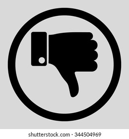 Thumb Down vector icon. Style is flat rounded symbol, black color, rounded angles, light gray background.