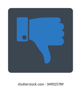 Thumb Down vector icon. Style is flat rounded square button, smooth blue colors, white background.
