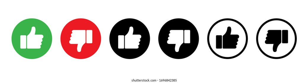 Thumb up Thumb down vector isolated icons. Social media app. Design element set. Feedback sign. Positive or negative sign or symbol. EPS 10