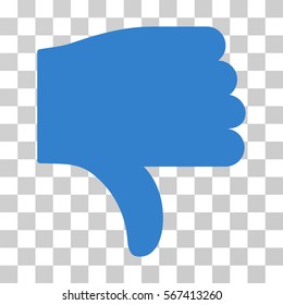 Thumb Down vector pictograph. Illustration style is flat iconic cobalt symbol on a transparent background.