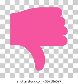 Thumb Down vector pictograph. Illustration style is flat iconic pink symbol on a transparent background.