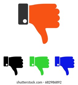 Thumb Down vector pictograph. Illustration style is a flat iconic colored symbol with different color versions.