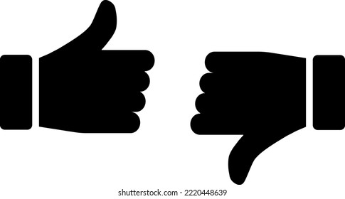 Thumb up and thumb down, vector. The thumbs up and thumbs down icons.