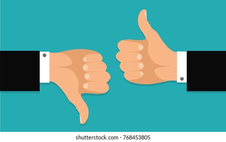 Thumb up and thumb down.Stock vector