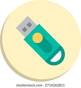 Thumb Drive Flat Circle Style Icon