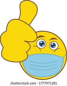 Thumb up emoji with medical mask.this is high resolution vector files.