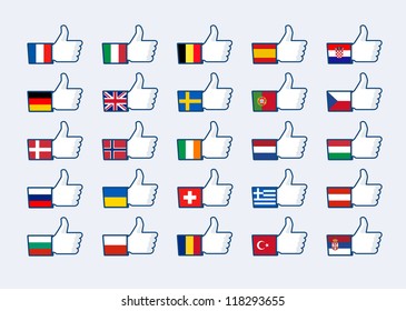 Thumb up Europe flags