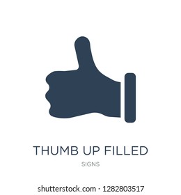 thumb up filled gesture icon vector on white background, thumb up filled gesture trendy filled icons from Signs collection, thumb up filled gesture vector illustration