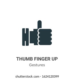 Thumb finger up glyph icon vector on white background. Flat vector thumb finger up icon symbol sign from modern gestures collection for mobile concept and web apps design.