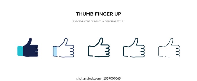 thumb finger up icon in different style vector illustration. two colored and black thumb finger up vector icons designed in filled, outline, line and stroke style can be used for web, mobile, ui