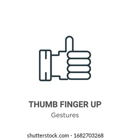 Icono de vector de contorno de dedos. Icono de dedo pulgar negro en línea delgada, ilustración de elemento simple vector plano de gestos editables concepto de trazo aislado en fondo blanco