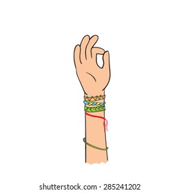 Thumb Finger Rock on vector hand