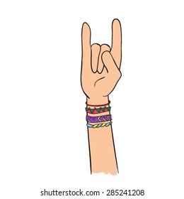 Thumb Finger Rock on vector hand